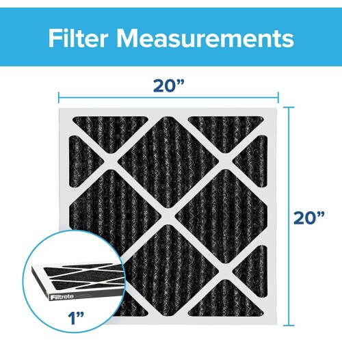 Filtrete 20x20x1 Air Filter, MPR 1200, MERV 11, Allergen Defense Odor Reduction 3-Month Pleated 1-Inch Air Filters, 2 Filters