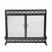 Large Cast Iron Scrollwork Fire Screen With Doors - Black