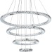 MEEROSEE Crystal Chandeliers Modern LED Ceiling Lights Fixtures Pendant Lighting Dining Room Chandelier Contemporary Adjustable Stainless Steel Cable 5 Rings DIY Design "+27.6"+23.6"+19.7"+11.8"