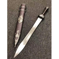 1.5" Stainless Steel Gladius Roman Sword Dagger Scabbard with Metal Accents