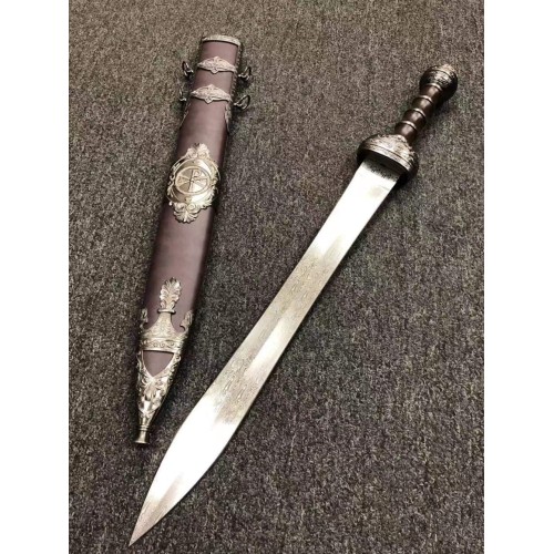 1.5" Stainless Steel Gladius Roman Sword Dagger Scabbard with Metal Accents