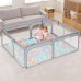 Dripex Baby Playpen, 71"x47" Large Play Pens for Babies and Toddlers, Safe Anti-Fall Play Yard, Visible Baby Play Pen with Gate, Baby Fence Play Area with Pull-up Ring, Washable Baby Play Yards, Grey