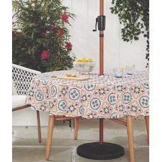 Bed & Bath Taverna Tile 70-inch Round Indoor/Outdoor Tablecloth with Umbrella Hole in Melon