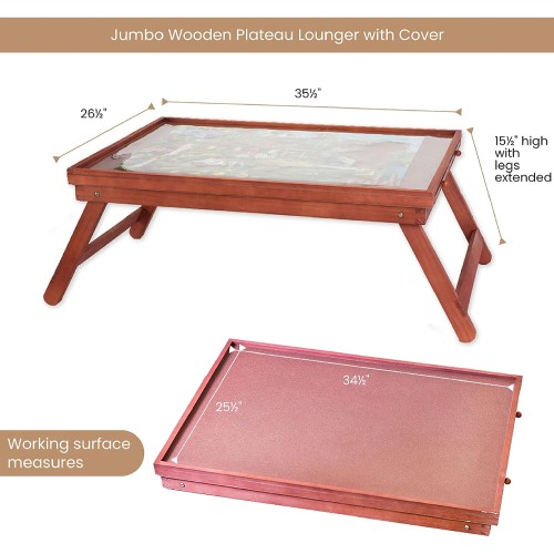 Bits and Pieces - Jumbo Puzzle Plateau Lounger with Cover, Legs, and Storage Drawers - 1500 pc Puzzle Accessories - Portable Puzzle Table - 25½”x 34½”