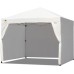 CROWN SHADES Commercial Canopy Top 10X10 (10x10 with 4 Sidewalls and Cooling Top Fabric, White)