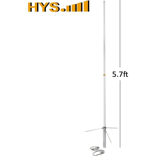 HYS 200W GMRS 460-470 MHz UHF 7.2 dBi UHF Base Antenna, Fiberglass Pretuned Land Mobile Omni Antenna for GMRS Midland Anytone Motorola Repeater GR500 GR300 GR1225 Mobile Radio, White Fiberglass