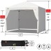 CROWN SHADES Commercial Canopy Top 10X10 (10x10 with 4 Sidewalls and Cooling Top Fabric, White)