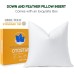 OTOSTAR Pack of 1 Down and Feather Throw Pillow Inserts, 20 x 20 Soft Fluffy Square Pillow Inserts with 100% Cotton Cover Decorative Pillows for Sofa Couch Bed-White