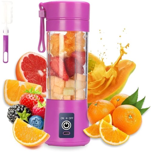 Portable Blender Mixer,Personal Juicer,Smoothies and Shakes Blender,HandCup Fruit Machine Blender 380 ML (Blue, Pink, Purple & Pink Color available) (Purple)