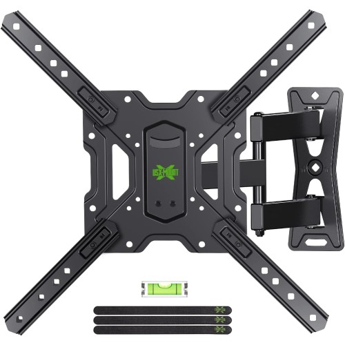 USX MOUNT UL Listed Full Motion TV Mount, Swivel Articulating Tilt TV Wall Mount for 26-55Inch LED, 4K TVs, Wall Mount TV Bracket with VESA 400x400mm Up to 77lbs, Perfect Center Design -XMM006-1