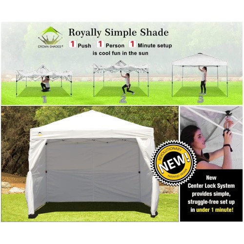 CROWN SHADES Commercial Canopy Top 10X10 (10x10 with 4 Sidewalls and Cooling Top Fabric, White)