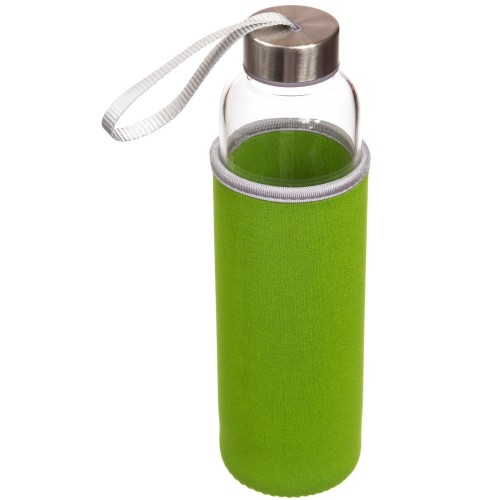 ShopAIS 420Ml Borosilicate Glass Green Tea Bottle Nylon Sleeve with Tea Infuser - Green