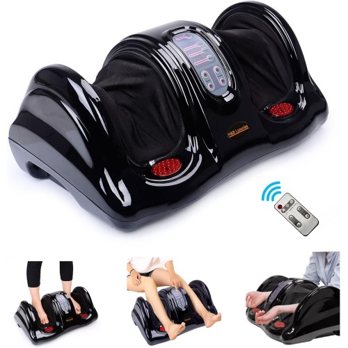 Electric Shiatsu Foot Massager Machine for Neuropathy Pain and Circulation, Deep Kneading Rolling Feet and Calf Leg Massage for Plantar Fasciitis Relief, Gifts for Men Women Father Mom Parents, Black