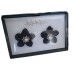 Nicole Miller New York Black Flower Stud Earrings Faux Pearl & Rhinestones NIB