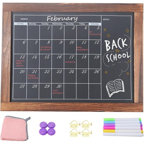 KOOLDE Magnetic Planner Board Monthly Planning Menu Board for Kitchen Wall Reusable Planner Chart for Kids Planner Blackboard Calendar for Record Daily Tasks List 12 x 16"