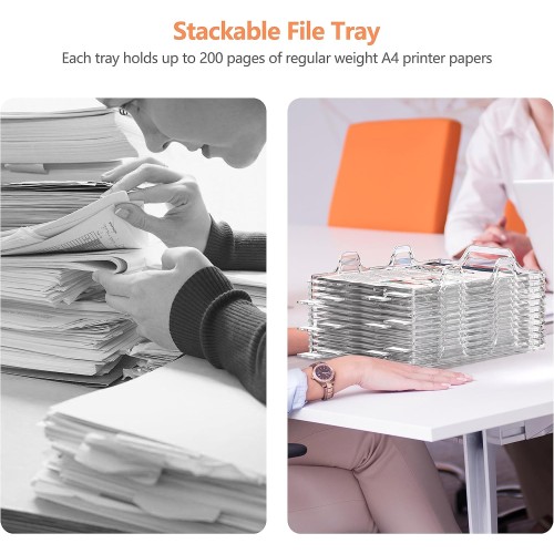 Cuukie File Organizers - Letter Size, Stackable Trays for Desk - for Office Files, Mail, Documents (12 Pack)