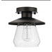 Hampton Bay Northmoore 1-Light Oil Rubbed Bronze &Glass Vintage Semi-Flush Mount