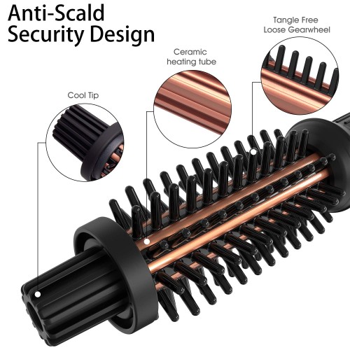 AmoVee Mini Curling Iron Travel Hair Brush Anti-Scald Curling Wand Ceramic Tourmaline Hot Brush 3/4 Inch Barrel for Short Hair