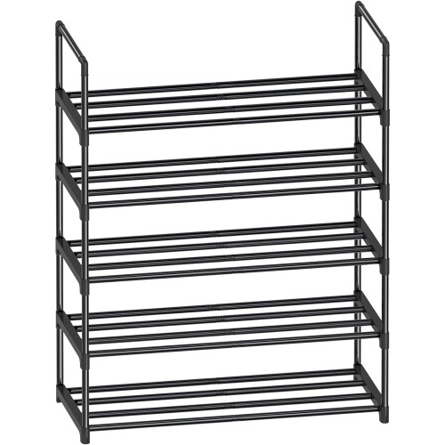 Metal Shoe Rack Organizer, 5-Tier Wide Long Shoe Rack for Closet, Stackable Sturdy Shoe Holder Shelf Storage for Entryway, Doorway and Bedroom