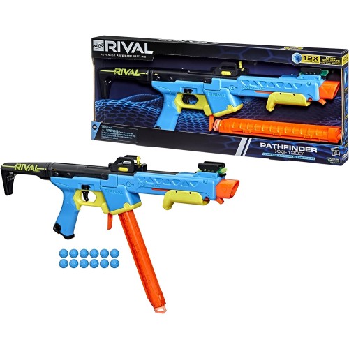 NERF Rival Pathfinder XXII-1200 Blaster, Most Accurate Rival System, Adjustable Sight, 12-Round Magazine, 12 Rival Accu-Rounds