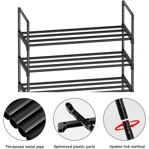 Metal Shoe Rack Organizer, 5-Tier Wide Long Shoe Rack for Closet, Stackable Sturdy Shoe Holder Shelf Storage for Entryway, Doorway and Bedroom