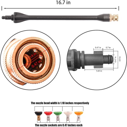 308494075 Pressure Washer Spray Wand for Ryobi Pressure Washer Wand - With 5 Spray Nozzles and 1 Tips Holder