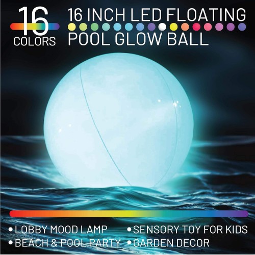 Pool Toys - LED Beach Ball with Remote Control - 16 Colors Lights and 4 Light Modes, 100ft Control Distance - Outdoor Beach Party Games for Kids Adults, Pool Patio Garden Decorations (1PCS).