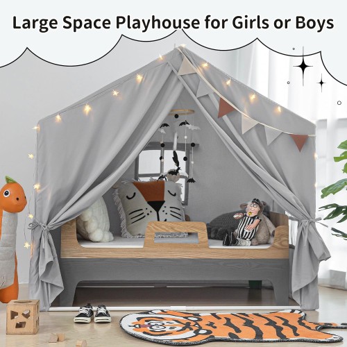 Kids Play Tent, Razee Large Playhouse Tent Indoor, Play House Kids Tent Castle Tent for Girls Boys, Play Cottage (Grey)