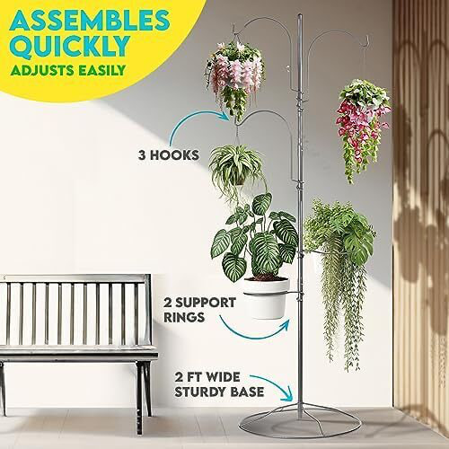 Yard Tree Hanging System, Potted plant hanger, Bird Feeding Station, For Hanging Planters, Bird Feeders, and Wind Chimes on Patios, Decks and Balconies!