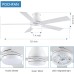 52 Inch Low Profile Ceiling Fans with Lights and Remote, LED Flush Mount White Ceiling Fan with Quiet DC Motor, Dimmable 6 Speeds Reversible Modern Ceiling Fan for Bedroom, Living Room