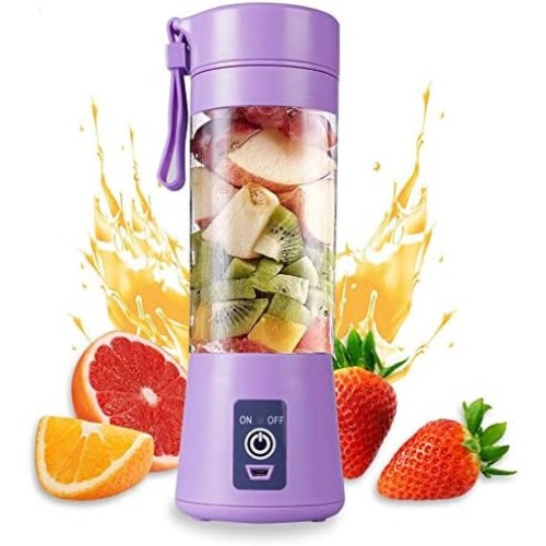 SAMADEX Portable Blender, Personal Mixer Fruit Ice Crushing Rechargeable with USB, Mini Blender for Smoothie, Fruit Juice, Milk Shakes, 13oz, Six 3D Blades for Great Mixing (Purple)