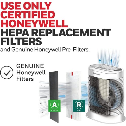 Honeywell HPA104 HEPA Air Purifier for Medium Rooms - Microscopic Airborne Allergen+ Reducer, Cleans Up To 750 Sq Ft in 1 Hour - Wildfire/Smoke, Pollen, Pet Dander, and Dust Air Purifier – White