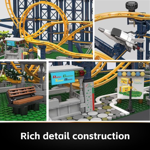 Mould King Roller Coaster Building Kit, Amusement Park Funfair Track Construction Blocks Toys with Motors, Ideal Gift Toy for Adult/Kids Age 8+ (3238 Pieces)