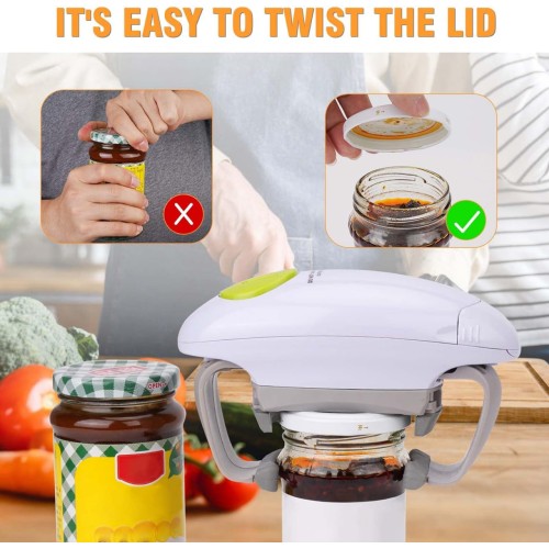 Electric Jar Opener, Kitchen Gadget Strong Tough Automatic Jar Opener For New Sealed Jars,The Hands Free Jar Opener with Less Effort to Open