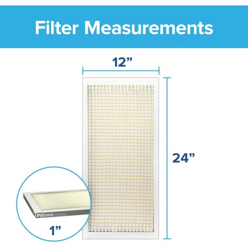 Filtrete 12x24x1 AC Furnace Air Filter, MERV 5, MPR 300, Capture Unwanted Particles, 3-Month Pleated 1-Inch Electrostatic Air Cleaning Filter, 6-Pack (Actual Size11.69x23.69x0.81 in)