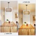 Rattan Farmhouse Chandelier Light Fixtures, 5-Lights Boho Large Pendant Light,Hand Woven Chandeliers for Dining Room with Fabric Shade,Rustic Chandeliers Hanging Light Fixtures for Kitchen Island