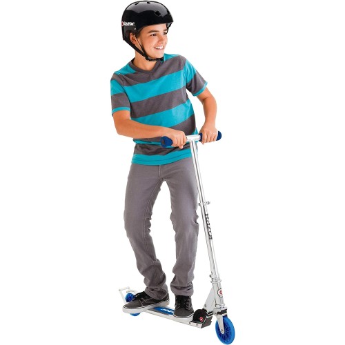 Razor A3 Kick Scooter for Kids - Larger Wheels, Front Suspension, Wheelie Bar, Lightweight, Foldable, and Adjustable Handlebars