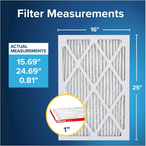 Filtrete 16x25x1 AC Furnace Air Filter, MERV 11, MPR 1000, Micro Allergen Defense, 3-Month Pleated 1-Inch Electrostatic Air Cleaning Filter, 2 Pack (Actual Size 15.719 x 24.72 x 0.84 in)