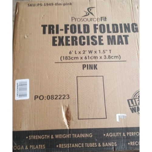 ProsourceFit TRI-FOLD FOLDING EXERCISE MAT 6' L x 2' W x 1.5" T (183cm x 61cm x 3.8cm) PINK