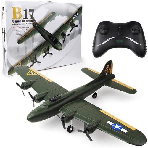 SOWOFA 18-inch Fixed-Wing RC Plane B-17 Aerial Fortress Bomber Gliding Gliding Drone Aircraft Model Children 2 Propeller Driving Electric Toy