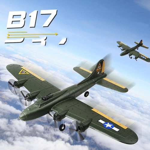 SOWOFA 18-inch Fixed-Wing RC Plane B-17 Aerial Fortress Bomber Gliding Gliding Drone Aircraft Model Children 2 Propeller Driving Electric Toy