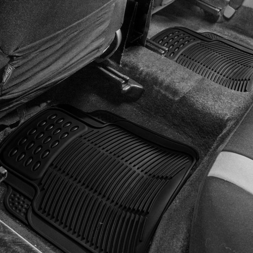 FH Group Automotive Floor Mats Black Universal Fit Heavy Duty Rubber for All Weather Protection fits Most Cars, SUVs, and Trucks