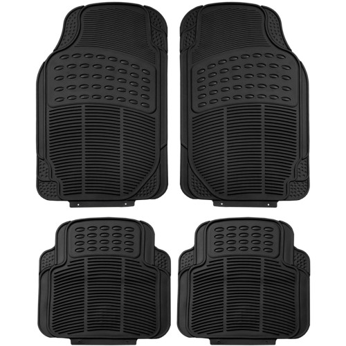 FH Group Automotive Floor Mats Black Universal Fit Heavy Duty Rubber for All Weather Protection fits Most Cars, SUVs, and Trucks