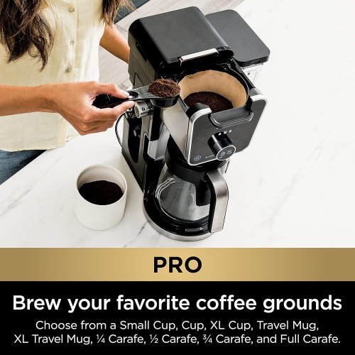 Ninja CFP301 DualBrew Pro Specialty 12-Cup Coffee Maker with Glass Carafe, Single-Serve, Grounds, compatible with K-Cup pods, with 4 Brew Styles, Iced Coffee Maker, Frother & Hot Water System, Black