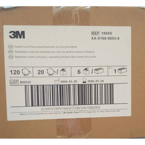 3M Health Care 1860S Particulate Respirator Mask Cone, Molded, Small (Pack of 120)