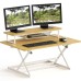 SHW 36-Inch Over Desk Height Adjustable Standing Desk With Monitor Riser, Oak