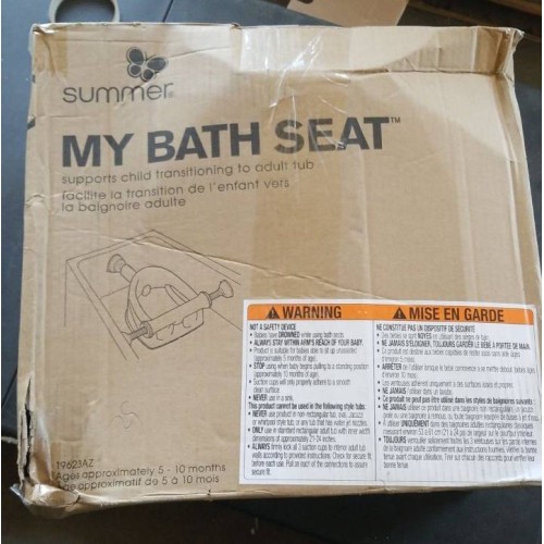 Summer Infant My Bath Seat for Sit-Up Baby Bathing, Sure & Secure Suction Cups, Backrest for Assisted Sitting, Easy Setup & Storage, Gray