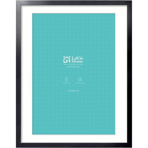 LaVie Home 30x40 Poster Frame Black, Display Pictures 24x36 with Mat or 30x40 Without Mat, Stable and Sturdy Picture Frame with Polished Plexiglass, Horizontal and Vertical Format of The Wall（1 Pack）