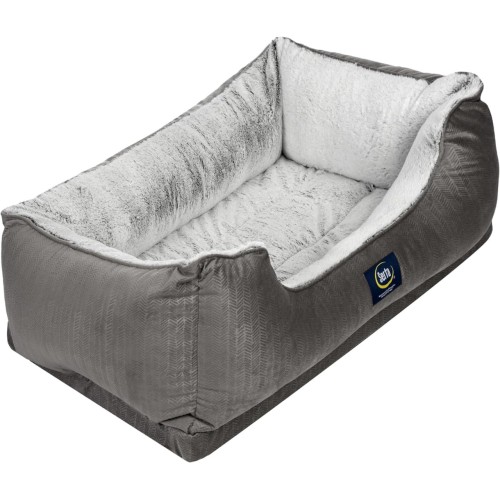 Serta Orthopedic Cuddler Dog Bed for Pets – Slate Gray (Large)