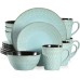 vancasso PLUVO Embossed Dinner Set, Stoneware Vintage Look Green Dinnerware Tableware, 16 Pieces Dinner Service Set for 4, Include Dinner Plate, Dessert Plate, Cereal Bowl and Mug